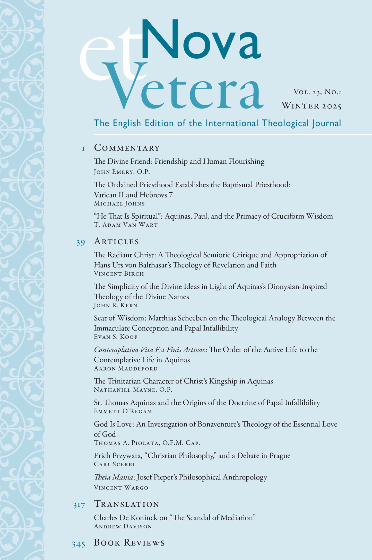 Nova et Vetera 23.1