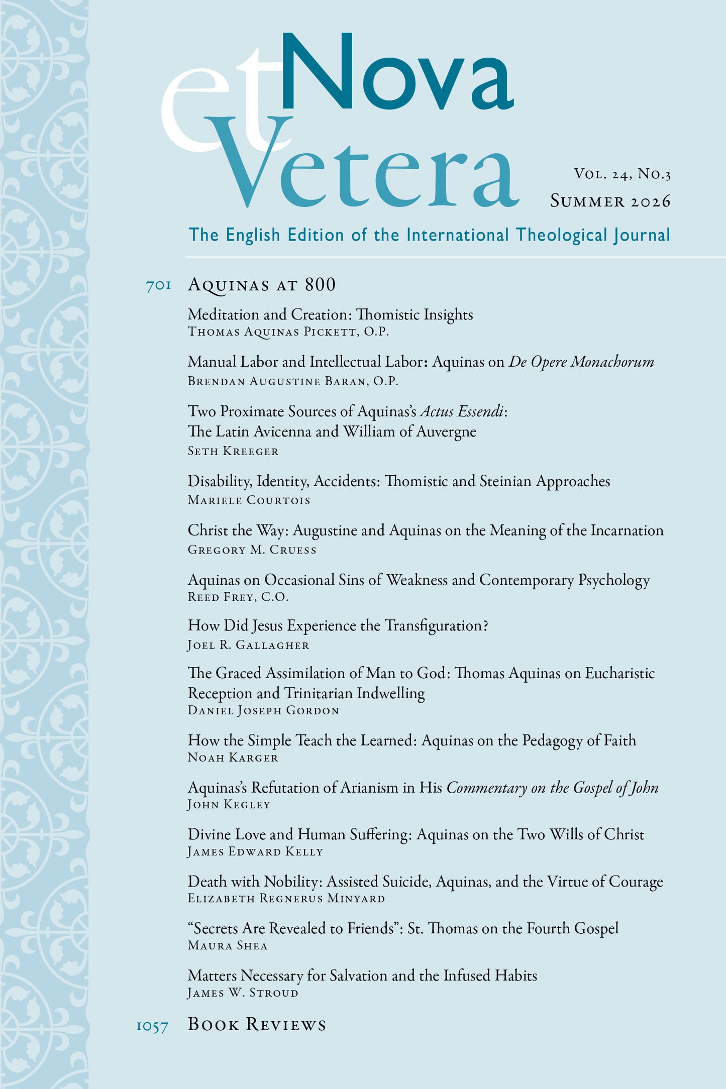 Nova et Vetera, Summer 2026 (Vol. 24 No. 3)