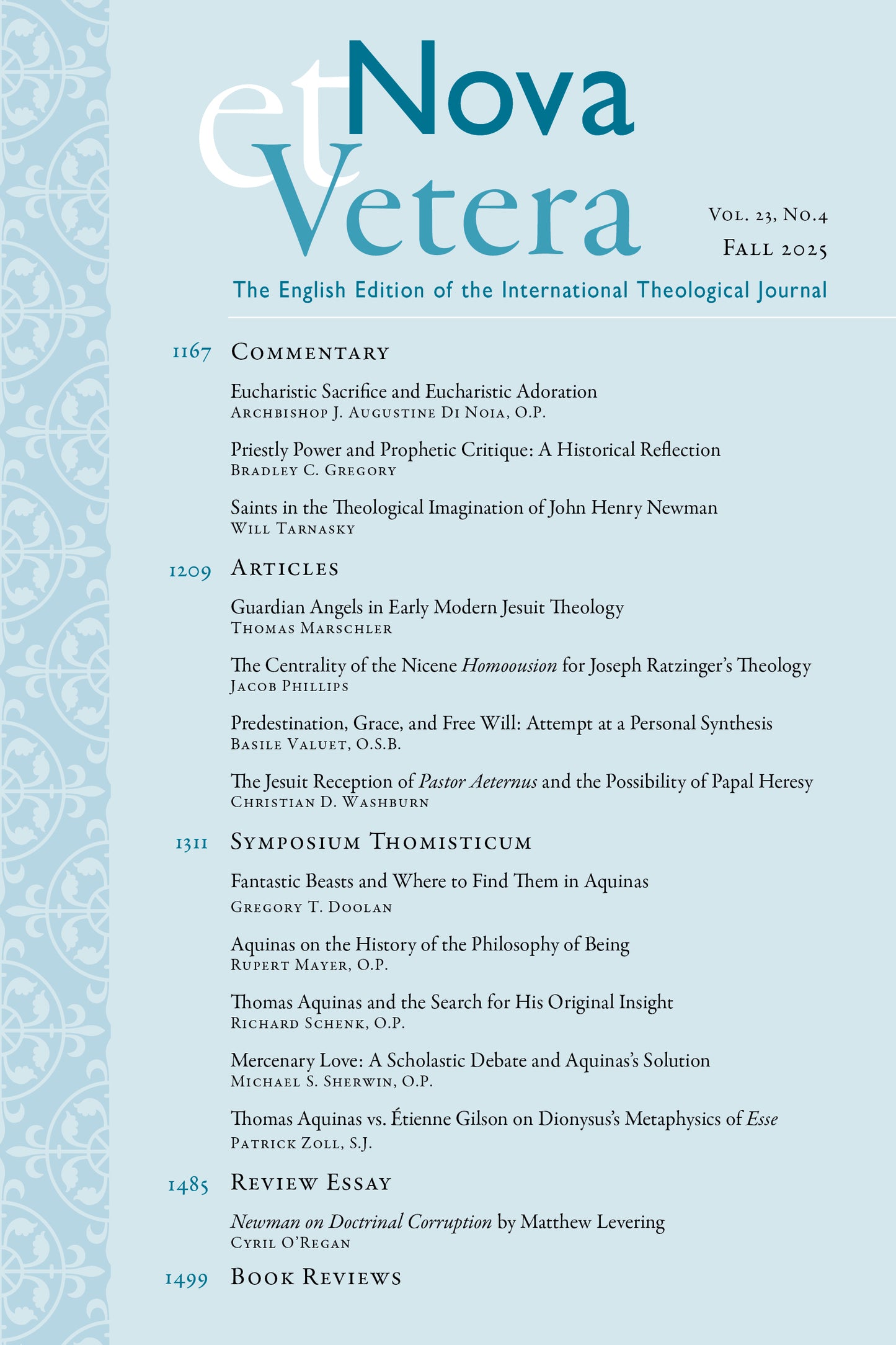 Nova et Vetera, Fall 2025 (Vol. 23 No. 4)