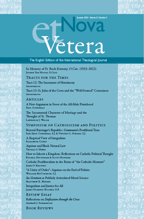Nova et Vetera 12:3 Cover